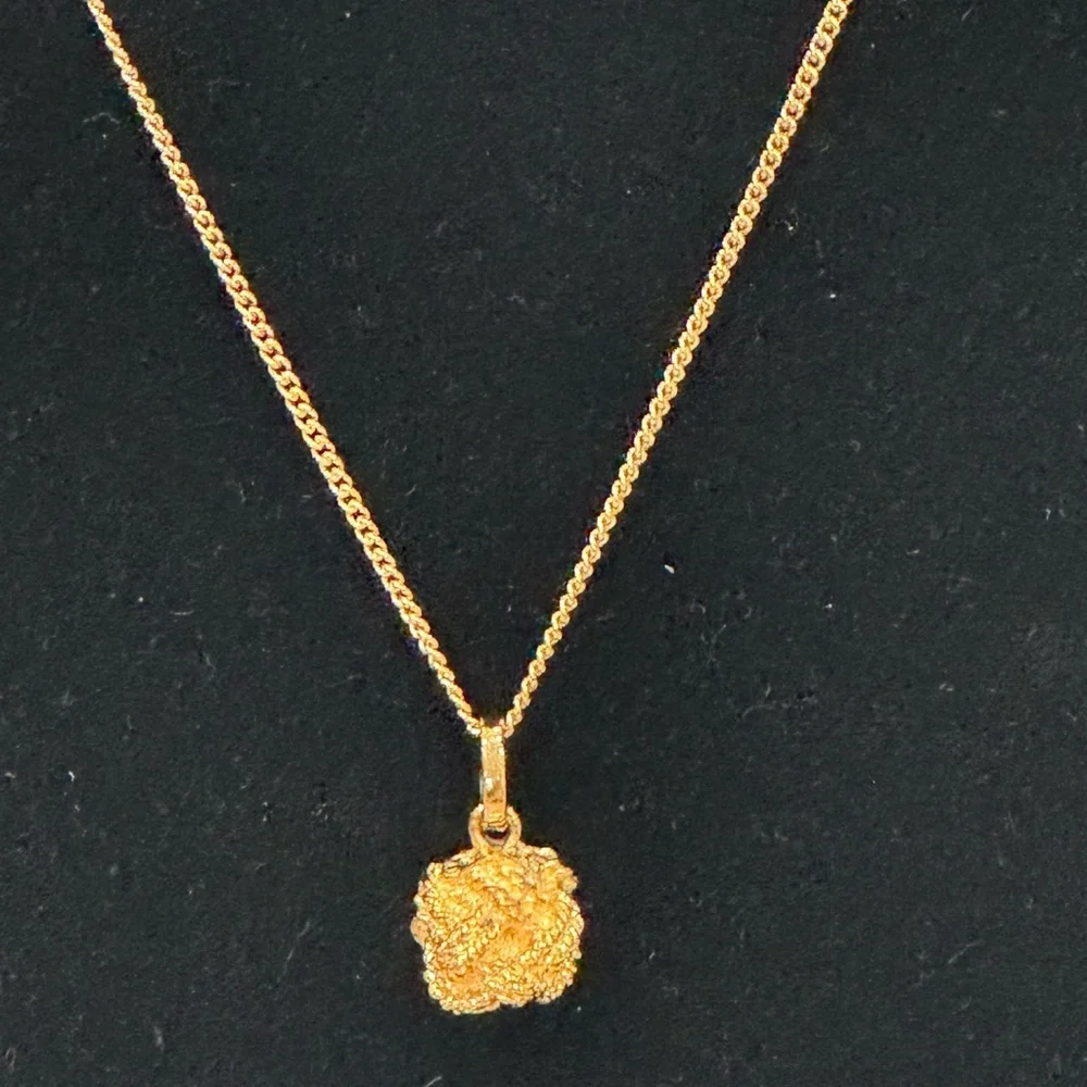 CHANEL Vintage Gold Metal Chain Necklace Roped Ball Drop Pendant Necklace Signed